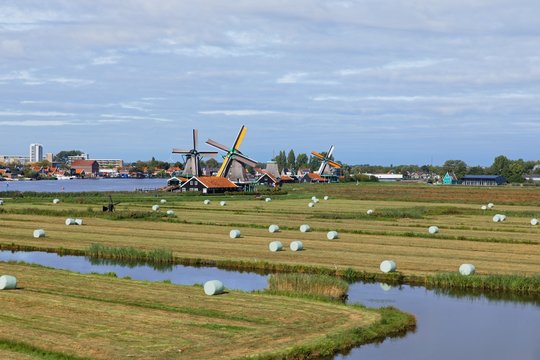Dutch windmills in Netherlands closeup footage