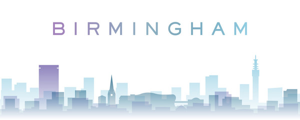 Birmingham Transparent Layers Gradient Landmarks Skyline - obrazy, fototapety, plakaty