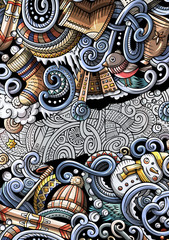 Winter hand drawn doodle banner. Cartoon detailed flyer.