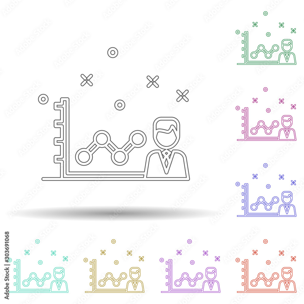 Poster personal growth characteristic colored icon. element of colored business chart icon for mobile conce