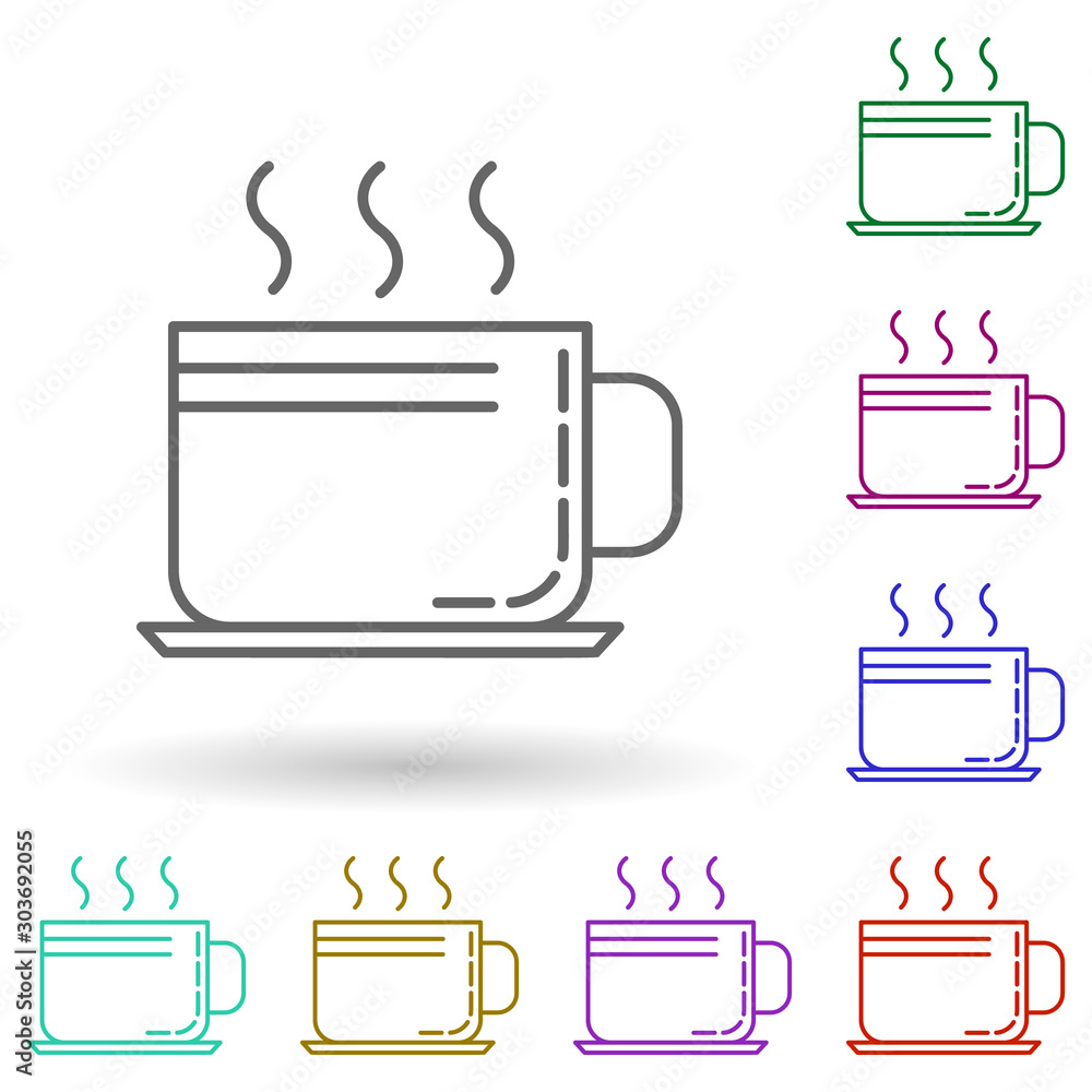 Poster cup of coffee dusk multi color icon. simple thin line, outline vector of drinks & beverages icons fo