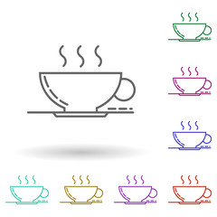 Cup of coffee dusk multi color icon. Simple thin line, outline vector of drinks & beverages icons for ui and ux, website or mobile application