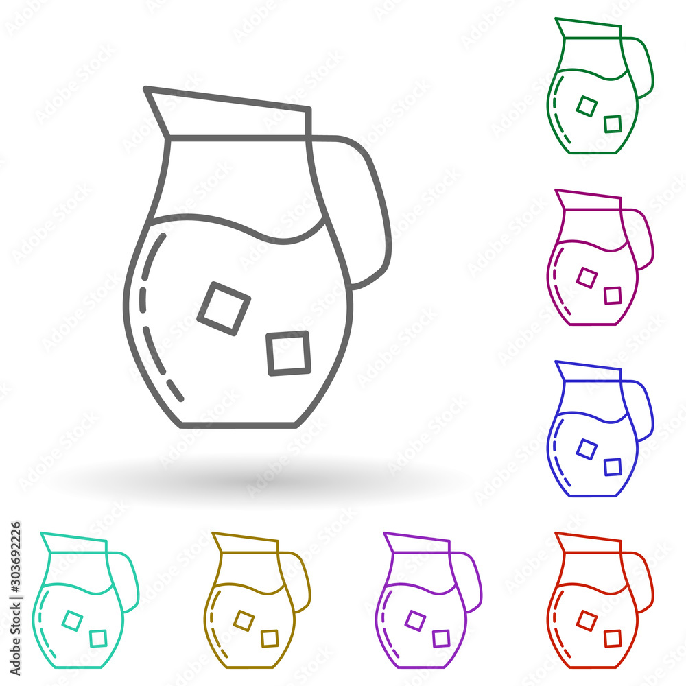 Poster carafe with cold drink dusk multi color icon. simple thin line, outline vector of drinks & beverages