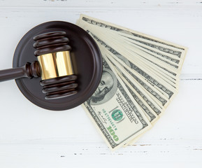 judge gavel and money