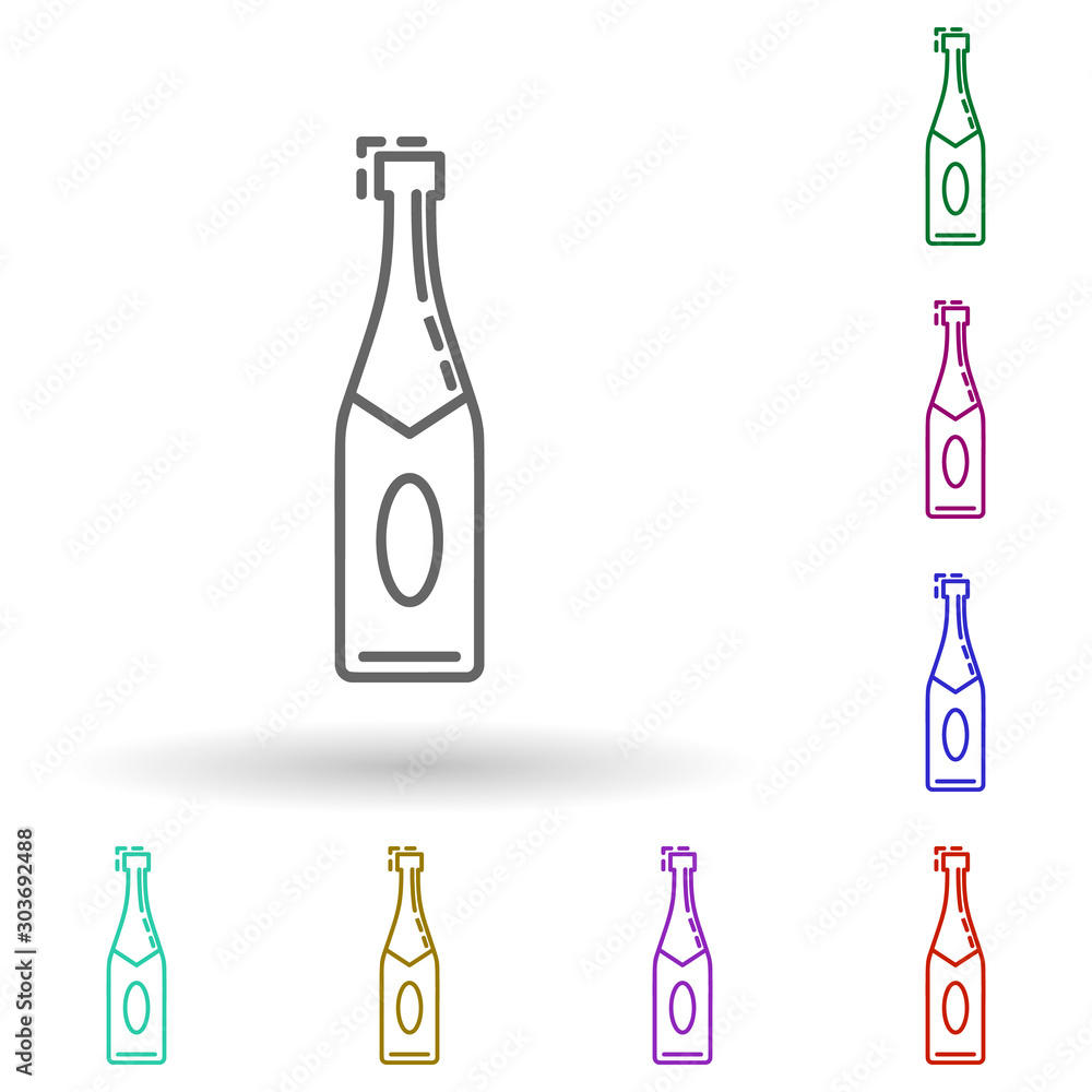 Poster bottle of champagne dusk multi color icon. simple thin line, outline vector of drinks & beverages ic