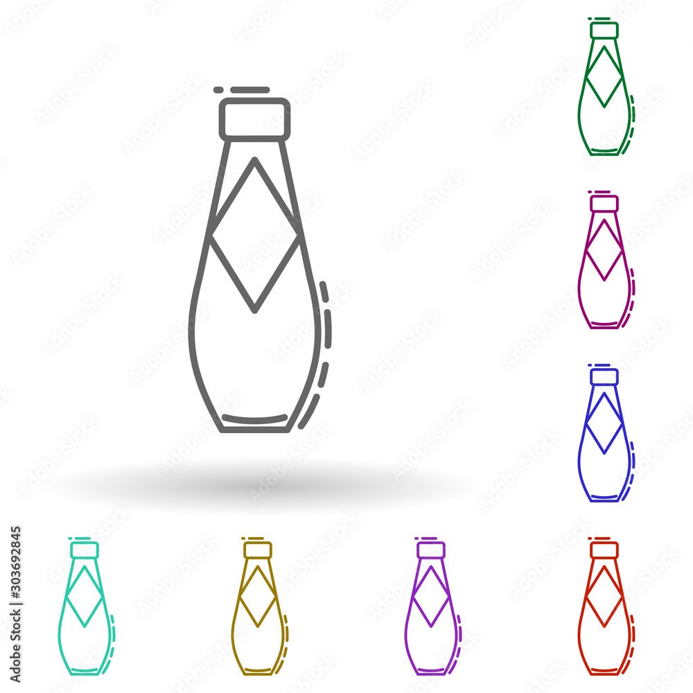 Poster bottle of water dusk multi color icon. simple thin line, outline vector of drinks & beverages icons 
