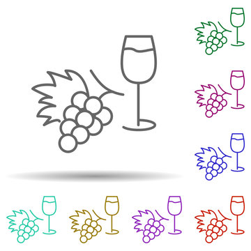 Wine multi color icon. Simple thin line, outline vector of food and drink icons for ui and ux, website or mobile application