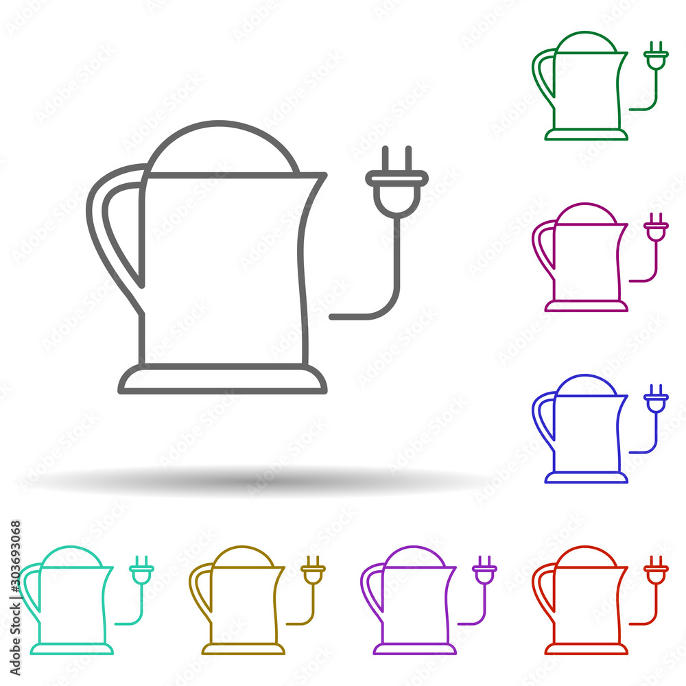 Poster electric kettle multi color icon. simple thin line, outline vector of food and drink icons for ui an