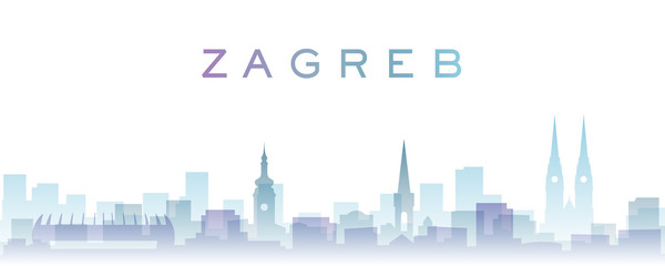 Fototapeta premium Zagreb Transparent Layers Gradient Landmarks Skyline
