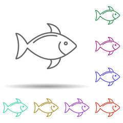 A fish multi color icon. Simple thin line, outline vector of food and drink icons for ui and ux, website or mobile application