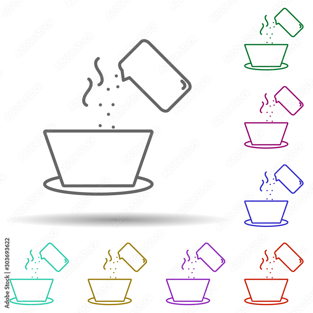 Poster salt the soup multi color icon. simple thin line, outline vector of food and drink icons for ui and 