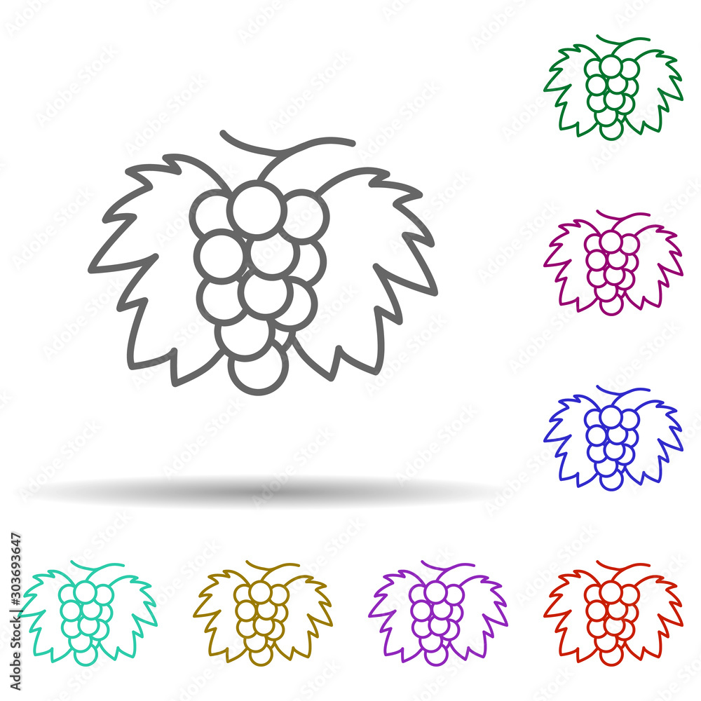 Poster grapes multi color icon. simple thin line, outline vector of food and drink icons for ui and ux, web