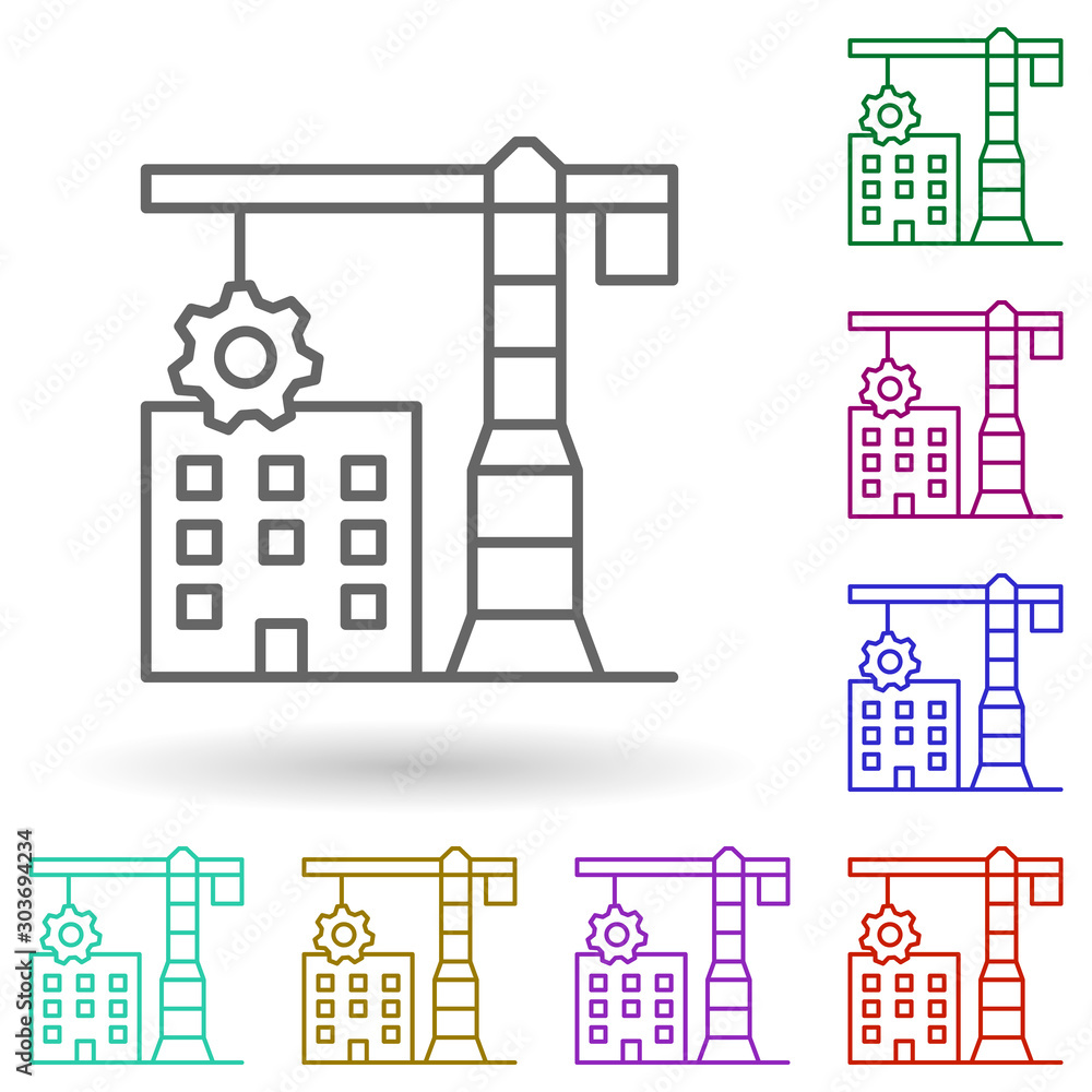 Poster building, business development multi color icon. simple thin line, outline vector of growth hacking 