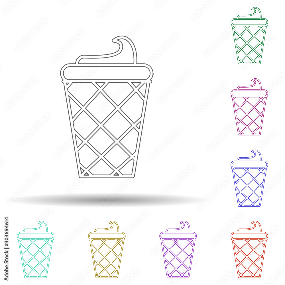 Poster ice cream in waffle cup multi color icon. simple thin line, outline vector of ice cream icons for ui
