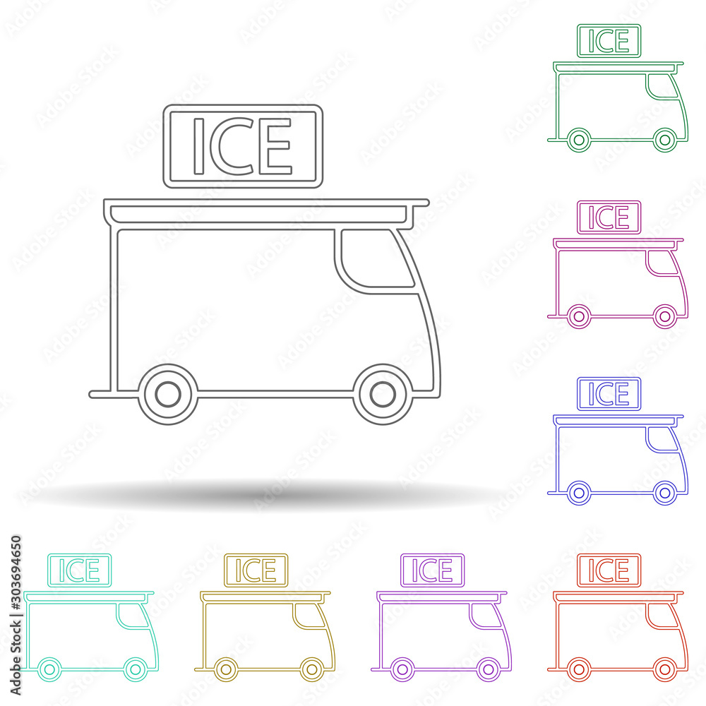 Poster ice cream sales machine multi color icon. simple thin line, outline vector of ice cream icons for ui
