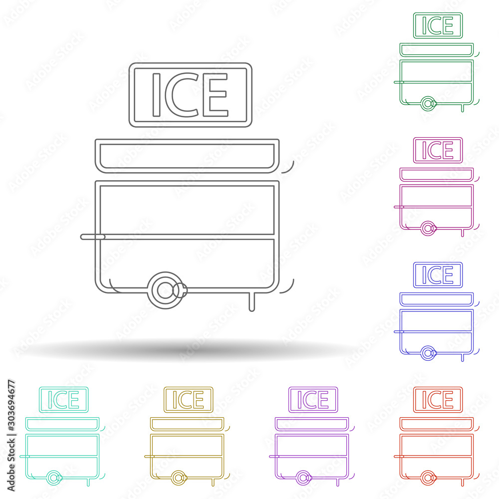Aufkleber ice cream sales stall multi color icon. simple thin line, outline vector of ice cream icons for ui a