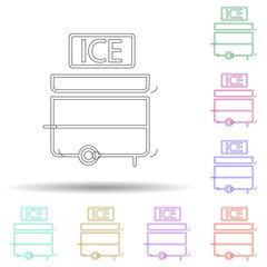Ice cream sales stall multi color icon. Simple thin line, outline vector of ice cream icons for ui and ux, website or mobile application