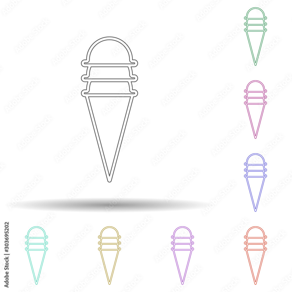Poster ice cream in horn multi color icon. simple thin line, outline vector of ice cream icons for ui and u