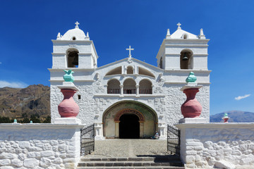 Church of Santa Ana de Maca, a beautiful church in Colca canyon, Arequipa region of Peru