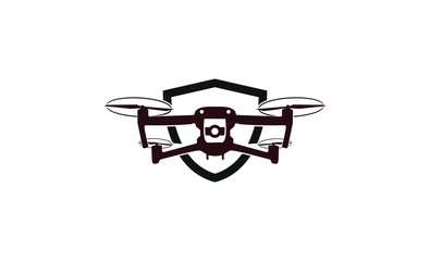 simple crative Drone Photo with a shield, Logo Design Template vector icon eps 10, 