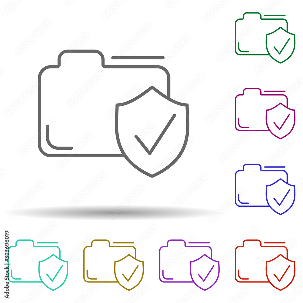 Poster folder protection multi color icon. simple thin line, outline vector of security icons for ui and ux
