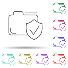 Folder protection multi color icon. Simple thin line, outline vector of security icons for ui and ux, website or mobile application