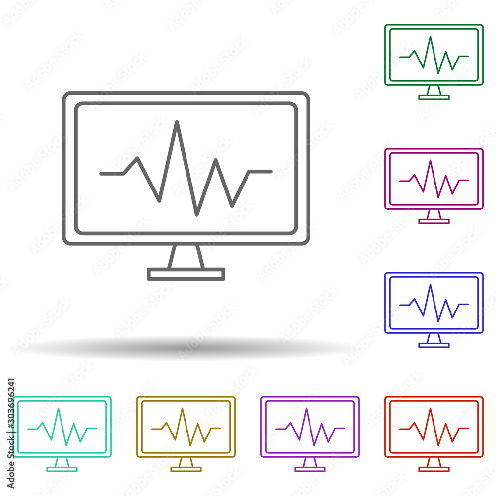 Poster Monitoring multi color icon. Simple thin line, outline vector of security icons for ui and ux, website or mobile application