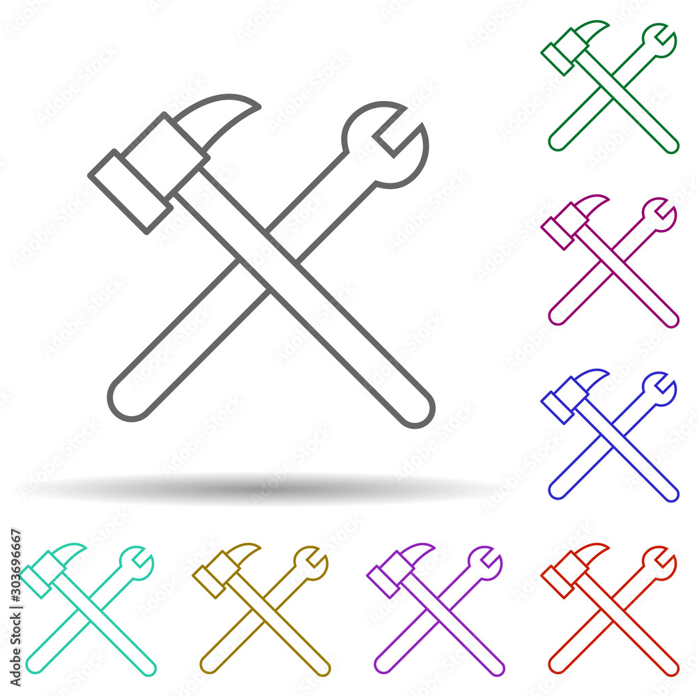 Poster Tools sign multi color icon. Simple thin line, outline vector of security icons for ui and ux, website or mobile application