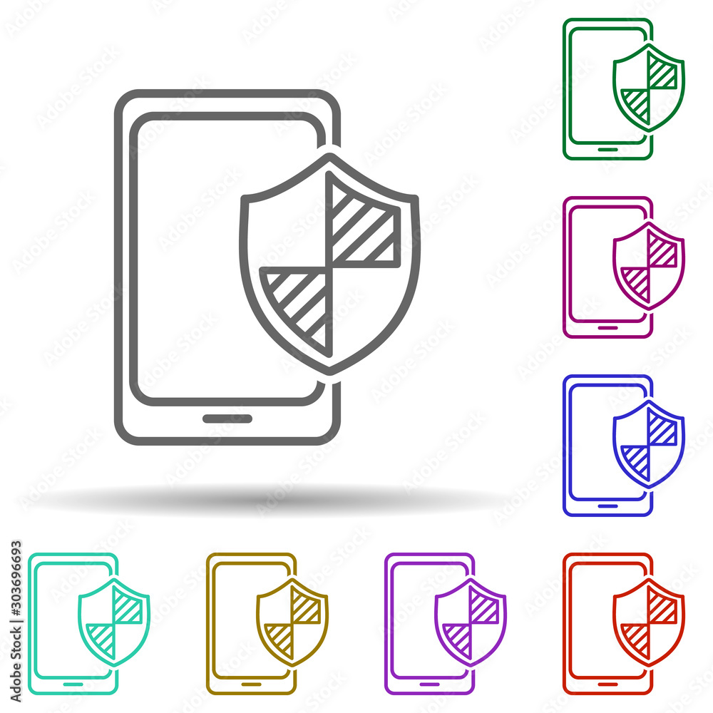 Poster internet security for mobile multi color icon. simple thin line, outline vector of security icons fo