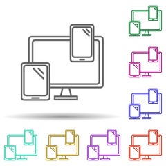 Multi device security multi color icon. Simple thin line, outline vector of security icons for ui and ux, website or mobile application