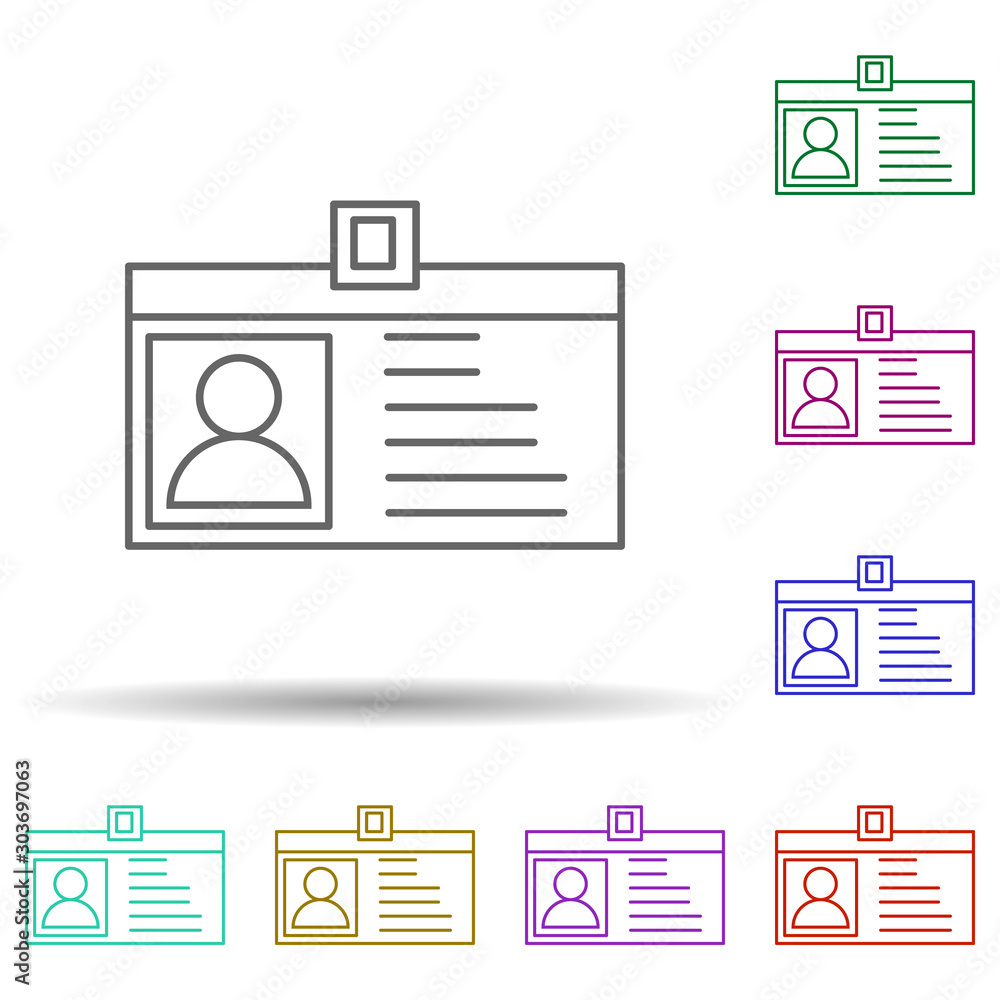 Poster personal id card multi color icon. simple thin line, outline vector of security icons for ui and ux,