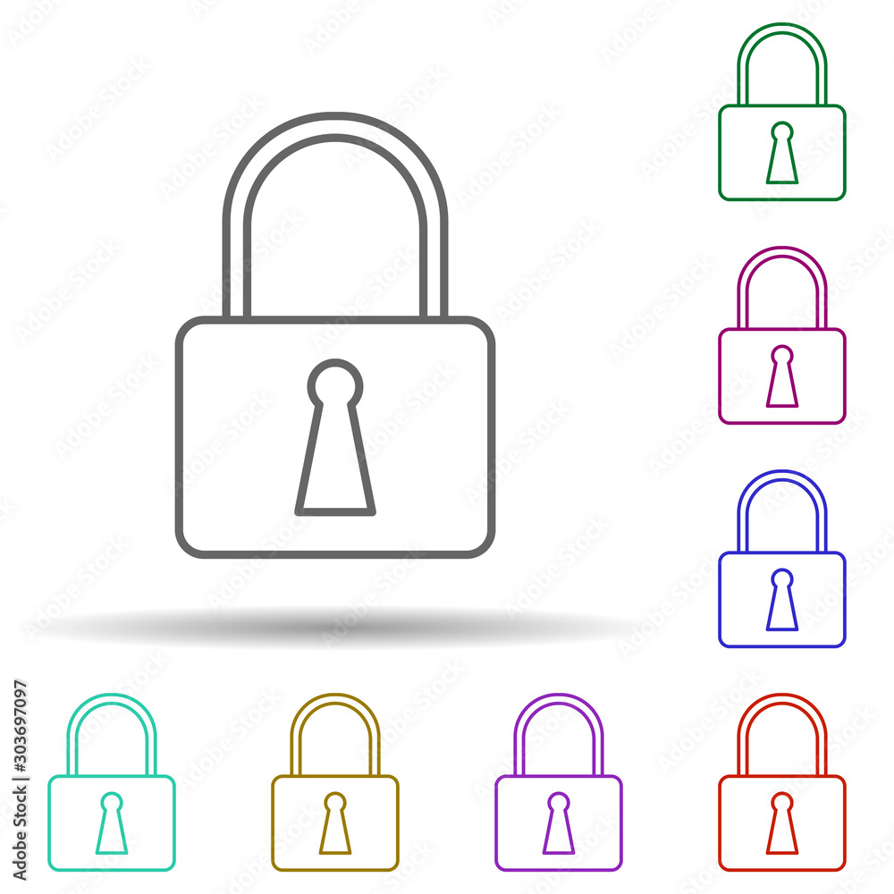 Poster locked multi color icon. simple thin line, outline vector of security icons for ui and ux, website o