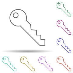 Key multi color icon. Simple thin line, outline vector of security icons for ui and ux, website or mobile application