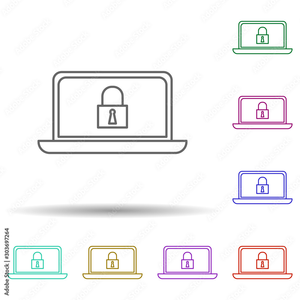 Poster computer security multi color icon. simple thin line, outline vector of security icons for ui and ux