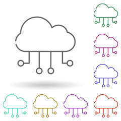 Cloud storage multi color icon. Simple thin line, outline vector of seo and online marketing icons for ui and ux, website or mobile application