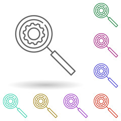 Magnifying glass multi color icon. Simple thin line, outline vector of seo and online marketing icons for ui and ux, website or mobile application