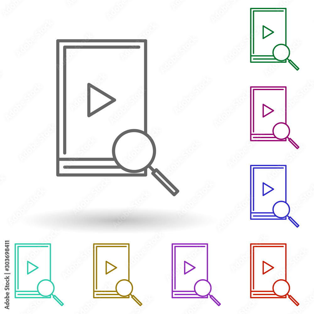 Aufkleber search video files multi color icon. simple thin line, outline vector of seo and online marketing ic
