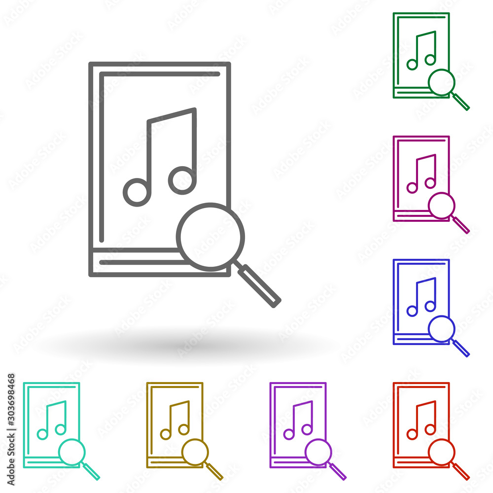 Poster music search multi color icon. simple thin line, outline vector of seo and online marketing icons fo