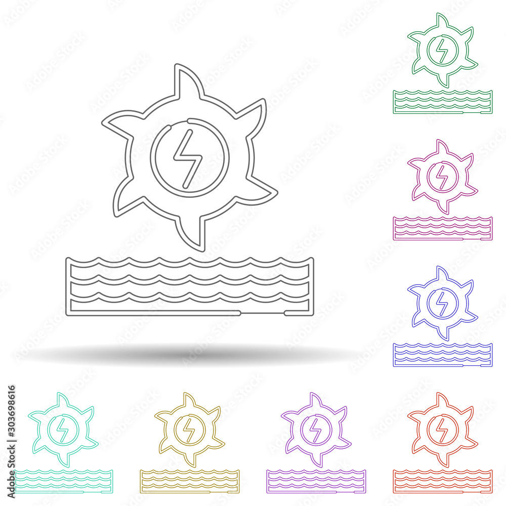 Poster energy turbine multi color icon. simple thin line, outline vector of sustainable energy icons for ui