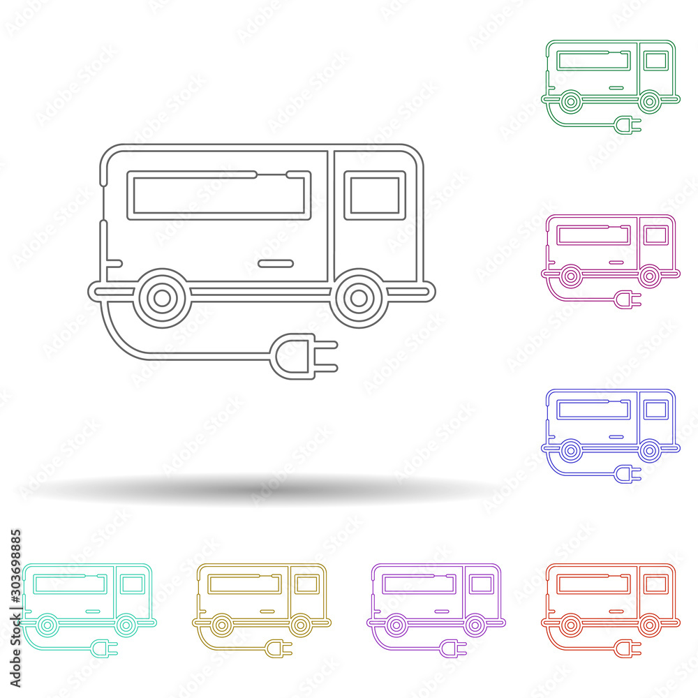 Poster eco bus multi color icon. simple thin line, outline vector of sustainable energy icons for ui and ux