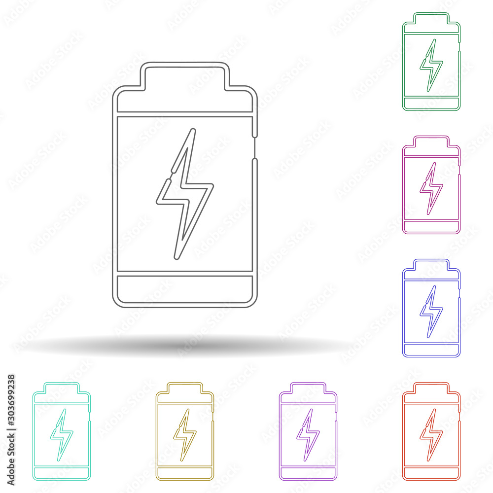 Poster battery multi color icon. simple thin line, outline vector of sustainable energy icons for ui and ux