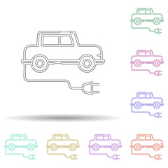 Eco automobile, car multi color icon. Simple thin line, outline vector of sustainable energy icons for ui and ux, website or mobile application