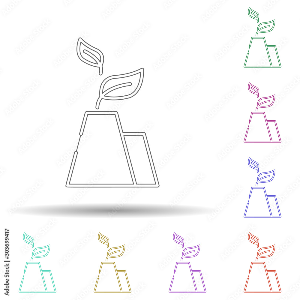 Poster plant power factory multi color icon. simple thin line, outline vector of sustainable energy icons f