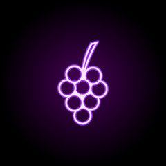 Grape, fruit neon icon. Simple thin line, outline vector of thanksgiving day icons for ui and ux, website or mobile application