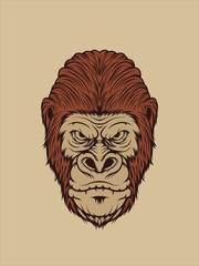 Gorilla head illustration in vintage color for apparel and other merchandise
