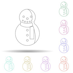 Snowman multi color icon. Simple thin line, outline vector of chrismas icons for ui and ux, website or mobile application