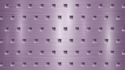 Abstract metal background with square holes in light purple colors