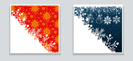 Christmas backgrounds. Two patterns for design, greeting cards, banners, posters. Pattern with snowflakes. Vector graphic