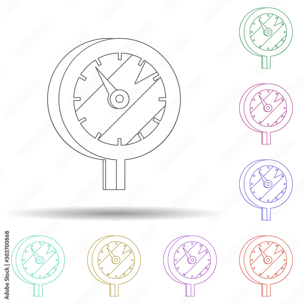 Poster colored manometer multi color icon. simple thin line, outline vector of production icons for ui and 