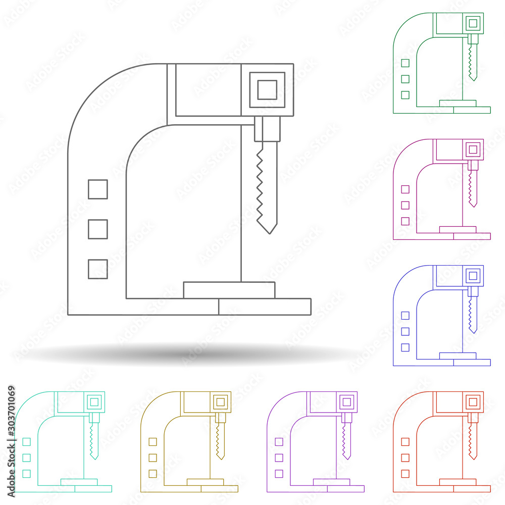 Poster colored saw multi color icon. simple thin line, outline vector of production icons for ui and ux, we